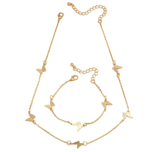 Elegantes goldenes Schmetterlings-Schmuckset mit feiner Halskette und Armband