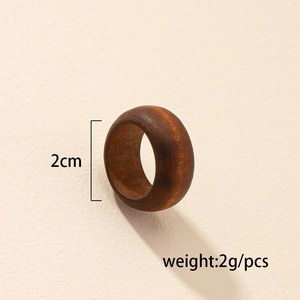 Macro shot showing 2cm diameter walnut wood ring with polished natural grain texture
