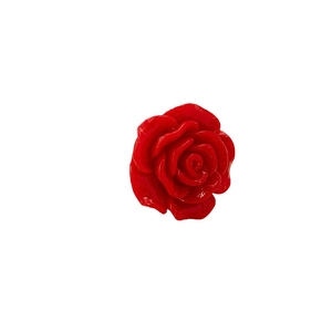 Elegant red resin rose ring with pearl chain, vintage style jewelry for women