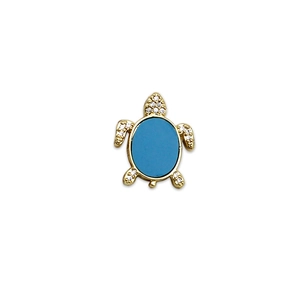 18K vergulde schildpad hanger met blauwe schelp inlay en micro-pave zirkonen