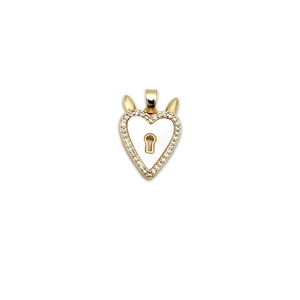 18K gold plated heart locket pendant with devil horns and white shell inlay for DIY jewelry
