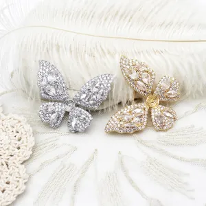 18K Echtgold Plattierte Kupfer Schmetterling Brosche Zirkonia Eingelegte Künstliche Perle Eleganter Luxus Pin Für Damen Anzüge Schmuck