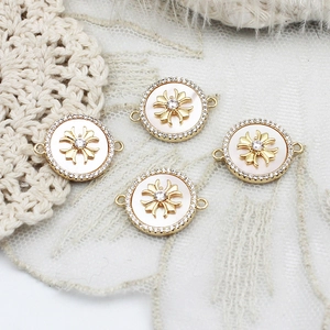 Pendentifs étoile hexagramme en plaqué or 18K avec nacre blanche et zircon pour bijoux DIY