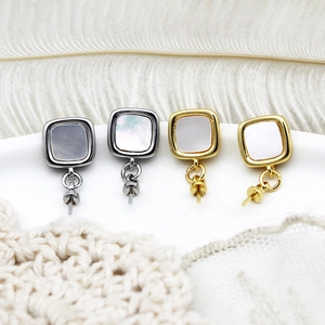 Baroque pearl geometric ear stud components with 18K gold plating for DIY jewelry