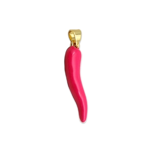 Pendentif piment en émail rouge brillant avec fermoir plaqué or 18 carats pour bijoux