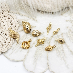 18K Gold Plated Copper Marine Pendants Starfish Shell Conch Scallop Dolphin Fish Charms For DIY Jewelry Making Necklace