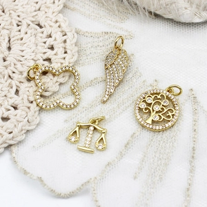 18K Gold Plated Copper DIY Charms Butterfly Heart Clover Rocket Coffee Cup Pendants For Jewelry Making Necklace Findings