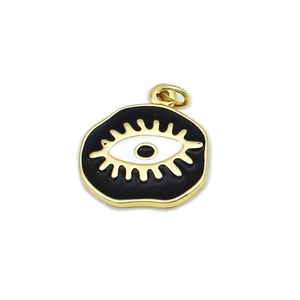 Golden Evil Eye pendant with black and white enamel for DIY necklace and jewelry making