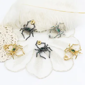 Vintage 18K Vergulde Koperen Spin Brosche Met Strass En Kunstparel Rijkdom Insect Reversspeld DIY Sieraden Accessoire