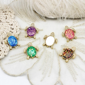 Exquisite turtle charms with 18K gold plating and colorful opal shell for jewelry making