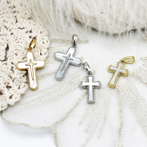18K vergoldete Kreuzanhänger aus Muschel in Gold und Silber für DIY-Schmuck