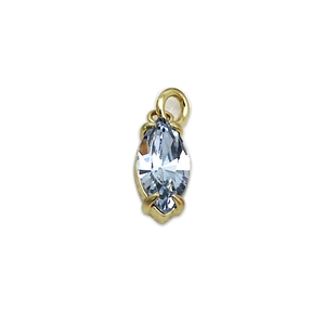 Ciondolo con zircone blu a marquise e montatura a sei griffe dorata per gioielli