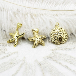 18K gold plated starfish and shell ocean charms for DIY necklace making projects