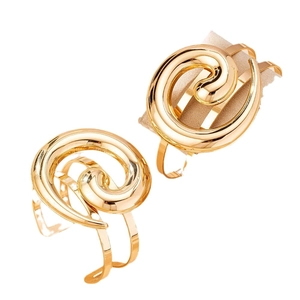 Set di bracciali aperti dorati lucidi con design a spirale per donne eleganti