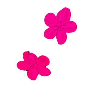 Elegantes pendientes de flor rosa brillante con cinco pétalos y textura floral detallada