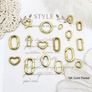 Connettore a Molla Geometrico in Rame Placcato Oro 18K a Forma di Cuore e Stella Accessorio Fai-da-Te per Creazione Gioielli