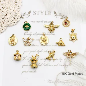 Pendenti Animali per Creazione Gioielli Fai da Te Rame Placcato Oro 18K Ape Farfalla Dinosauro Libelle Ciondoli per Collana Bracciale