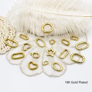 Chiusure a molla geometriche a cuore e stella placcate in oro 18K per gioielli