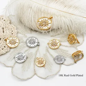 18K Verguld Koperen Zon Hanger Witte Kunstparelmoer Micro Pavé Zirkoon Ster Bedeltjes Voor DIY Ketting Oorbel Sieraden Maken