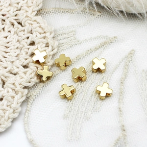 18K Gold Plated Copper Geometric Star Moon Cross Clover Beads For DIY Jewelry Making Necklace Bracelet Accessory