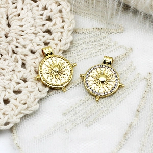 18K Gold Plated Brass Zirconia Sun Moon Star Compass Pendants DIY Charms For Necklace Bracelet Making Vintage Jewelry Accessories