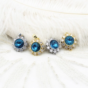 French Vintage Copper Blue Zirconia Artificial Pearl Pendant Connector For DIY Jewelry Making Necklace Bracelet Accessory