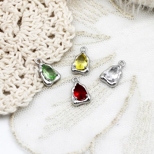 Water-drop shaped zirconia charms in four colors for DIY jewelry making