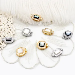 Chiusura Connettore in Rame Placcato Oro 18K Micro Pavé Zircone Madreperla Per Creazione Collane Bracciali Fai-da-te