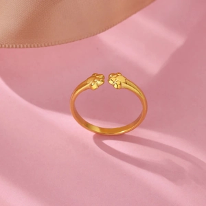 Anello aperto regolabile in oro con grazioso design a zampa di gatto per la moda donna