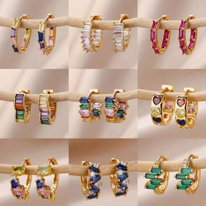 304 Stainless Steel Rhinestone Hoop Earrings 18K Gold Plated Geometric Huggie Earrings Luxury Fashion Jewelry For Women