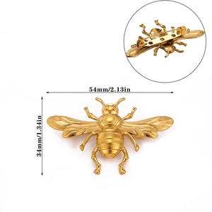 Golden sun bee brooch in stainless steel with 18k gold plating and back safety pin