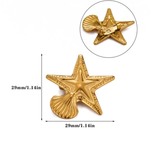 Vue détaillée de la broche étoile de mer dorée avec dimensions précises de 29mm