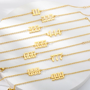 Gothic Angel Number Anklet 111-999 For Women Stainless Steel Gold Silver Plated Personalized Numerology Adjustable Body Jewelry Gift