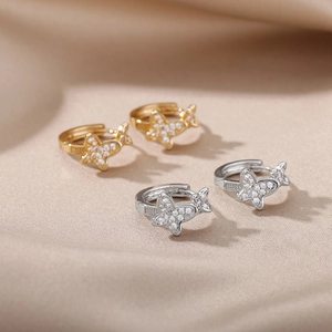 Elegante Schmetterling Ohrringe aus 18 Karat Gold und Silber mit Zirkonia Besatz