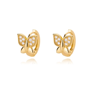 Exquisite 18k vergoldete Schmetterling-Ohrringe mit funkelnden Zirkonsteinen für Damen