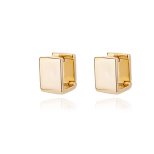Minimalist square huggie earrings in polished 18k gold plating for women