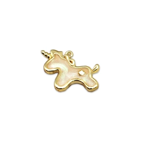 Exquisite gold-plated unicorn pendant with pink glitter enamel for DIY jewelry making