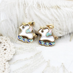 DIY Horse Pendants Gold Plated Copper Enamel Unicorn Rocking Horse Charms For Necklace Bracelet Earrings Jewelry Making Supplies