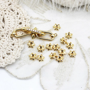 18K gold plated copper bullet connector with zircon stones and star spacers for DIY jewelry