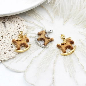 Pendentifs cheval à bascule en zircon coloré, finitions or et argent pour bijoux DIY