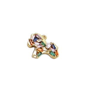 Pendentif cheval à bascule en zircon coloré doré pour la création de bijoux