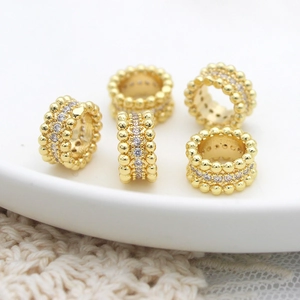 DIY 18K επίχρυσα κυλινδρικά μενταγιόν με ζιργκόν για κολιέ και βραχιόλια