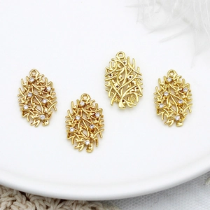 Pendentif Branche Creuse en Cuivre Plaqué Or 18K Avec Strass Charme de Barre Longue pour Fabrication de Bijoux DIY Collier Bracelet Femme