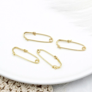 Set of four minimalist 18K gold-plated safety pin charms for DIY jewelry making