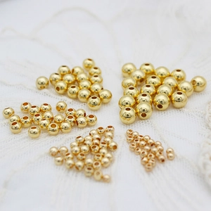18K Gold Plated Copper Round Spacer Beads For DIY Jewelry Making Smooth Seamless Solid Gold Beads Jewelry Findings