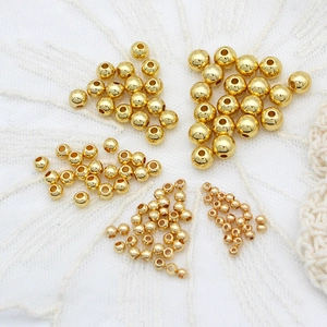 Polished 18K gold plated solid round spacer beads for DIY jewelry in various sizes