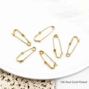 18K Real Gold Plated Copper Safety Pin Pendant DIY Jewelry Making Korean Versatile Spiral Wrap Metal Charm For Women Fashion Accessory