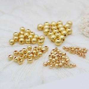 Polished 18K gold plated solid round spacer beads in 5 sizes for DIY jewelry making