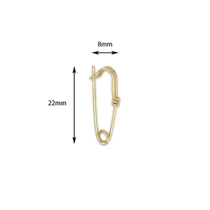 Minimalist 18K gold-plated safety pin pendant earring charms measuring 22mm by 8mm