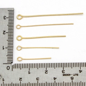18K vergoldete Östifte aus Kupfer in fünf Längen von 1,5 cm bis 4 cm für DIY Schmuckzubehör